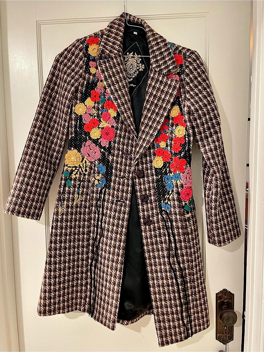 Biya by Johnny Was Embroidered Houndstooth Coat - Small
